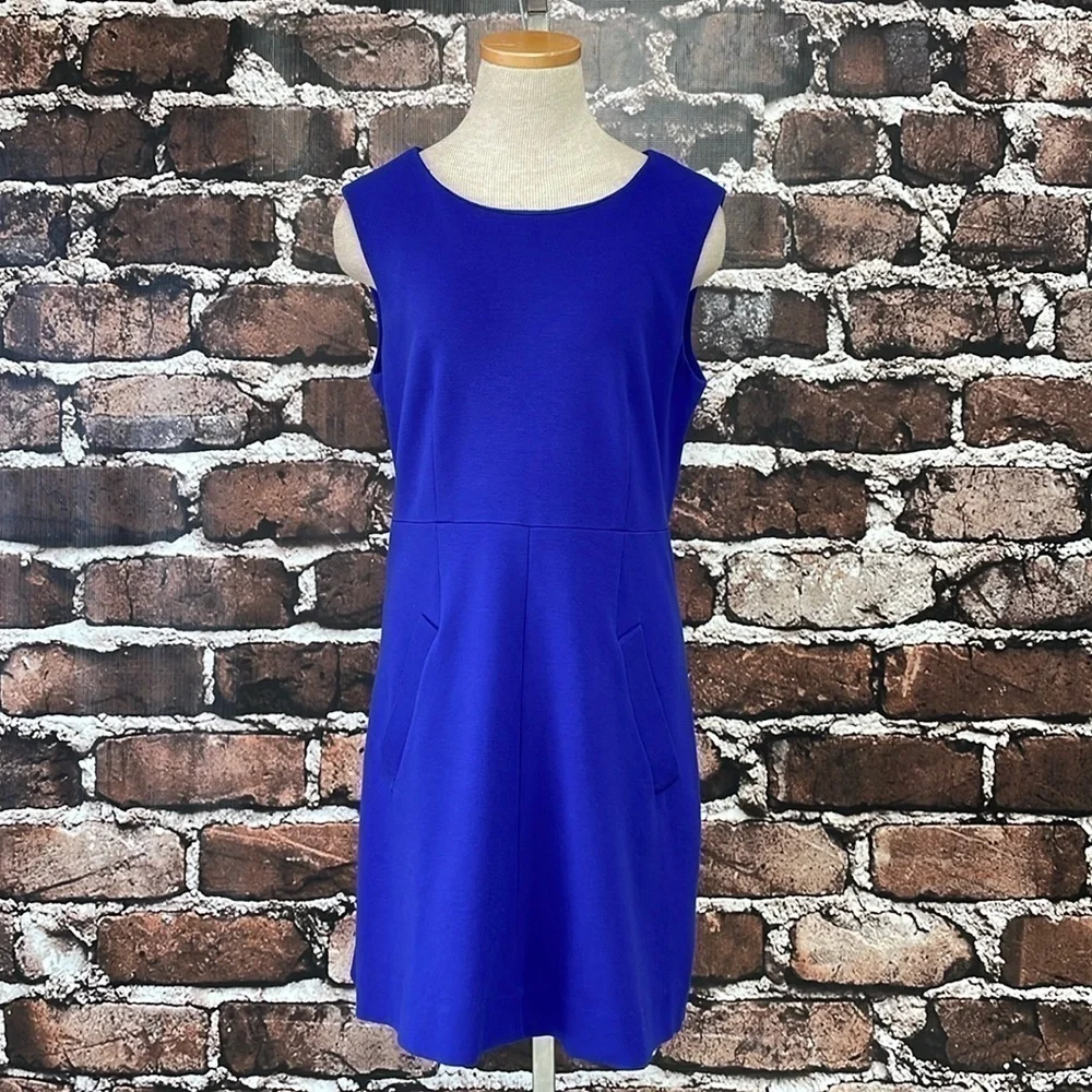 Diane Von Furstenberg Dress Women's 12 Cobalt Blue Sleeveless Sheath Knee Length